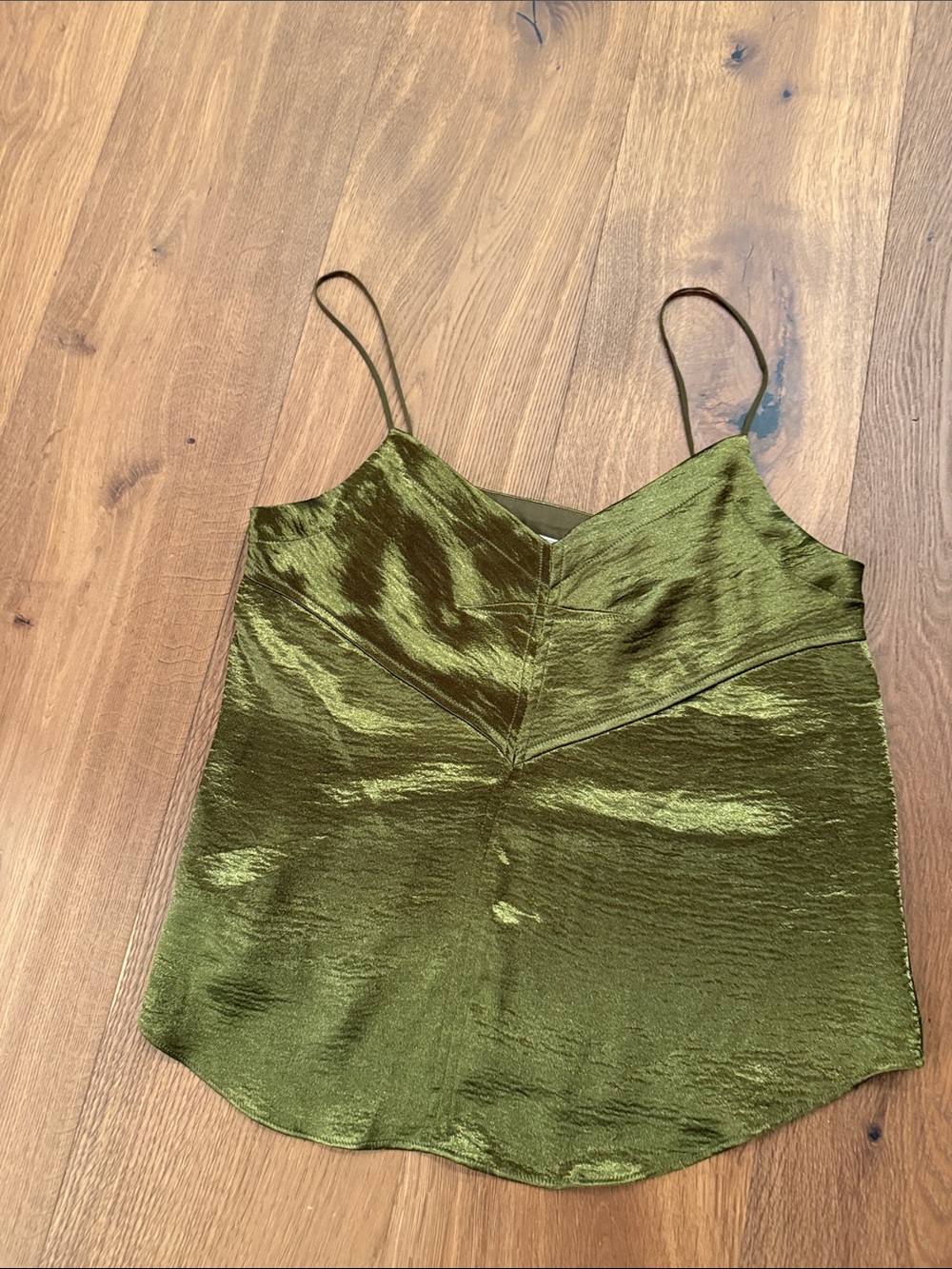 Moulinette Soeurs Olive Green Satin V-Neck Cami